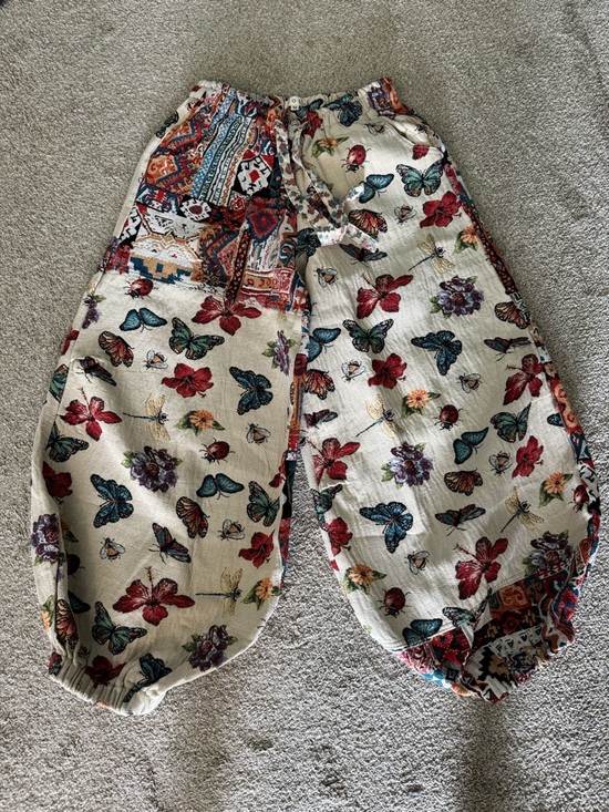POL Pants - POL Cream Harem Pants with Multicolor Butterfly Print